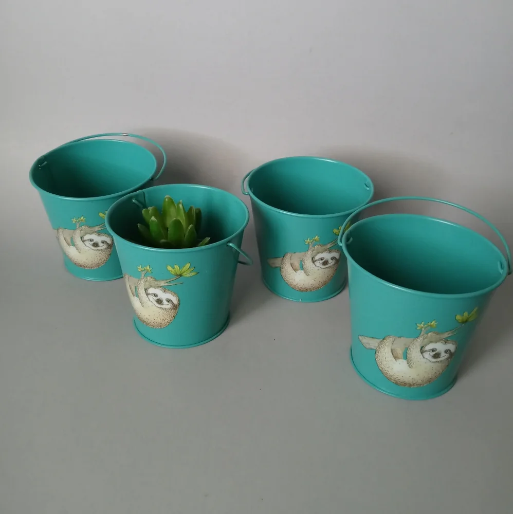 Metal Bucket with handles  color green with sloff  decorative  brand New